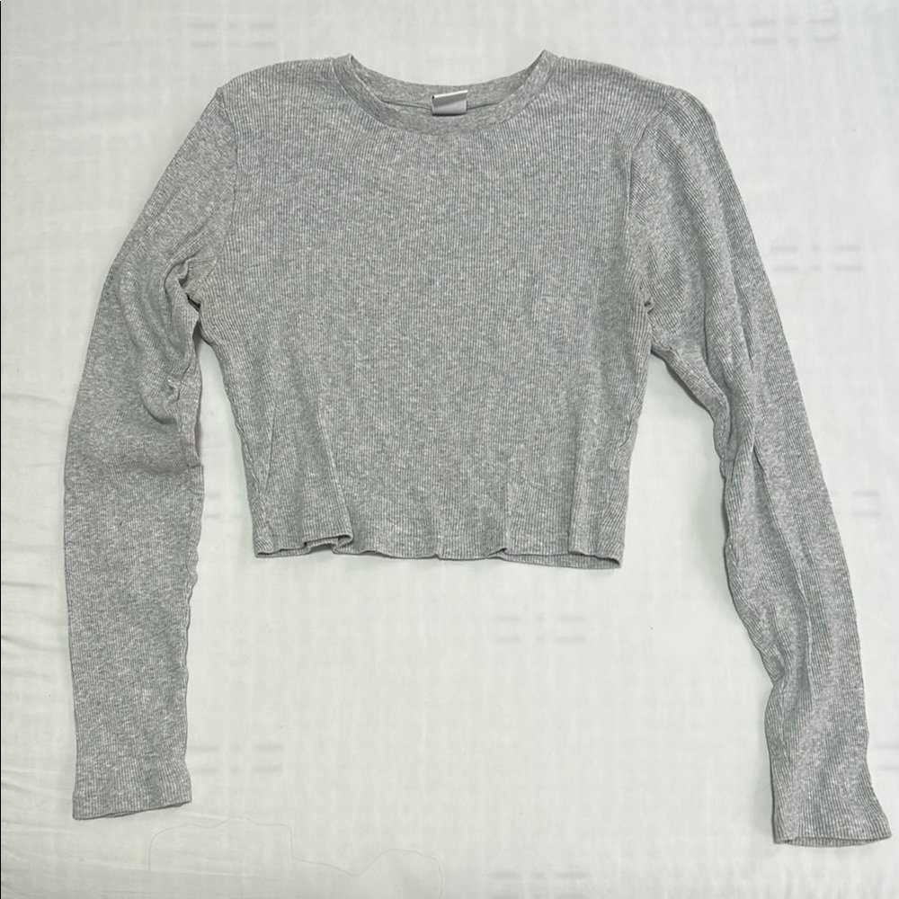 Aritzia TNA Long Sleeve Cropped Grey Long Sleeve